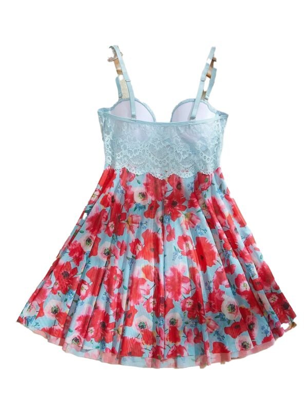 LuckeLadybug sexy floral nightgown for women with lace and floral print in vibrant colors