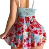 Sexy floral nightgown for women with a lace bodice and vibrant floral print in blue