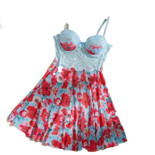 LuckeLadybug sexy floral nightgown for women with lace detailing and vibrant floral pattern