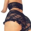 Sexy lace bodysuit lingerie in black with a ruffled design for a seductive look