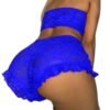 Vibrant blue sexy lace bodysuit lingerie featuring ruffled shorts for a flirty look