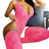 LuckeLadybug sexy lace bodysuit lingerie in vibrant pink, designed for alluring comfort and style.