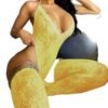 Yellow sexy lace bodysuit lingerie with a plunging neckline and form-fitting design for a stunning look