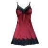 LuckeLadybug sexy lace chemise for women in burgundy with black lace trim and adjustable straps