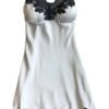 LuckeLadybug sexy lace chemise for women in white with black lace trim for stylish sleepwear
