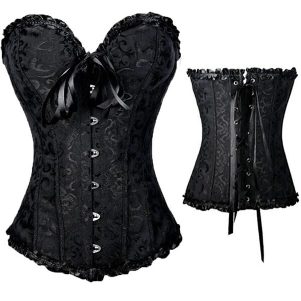 Elegant black sexy lace corset for women with a sweetheart neckline and lace-up back