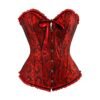 Elegant red sexy lace corset for women with ruffle trim and button closure