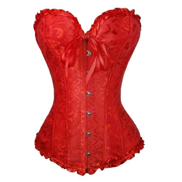 Red sexy lace corset for women with floral patterns and ribbon detailing for a flattering silhouette