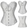 Elegant white sexy lace corset for women with button closure and ruffled edges