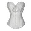 Elegant white sexy lace corset for women with a button front and ribbon detail
