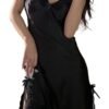 Sexy lace halter nightdress in black with delicate lace trim and adjustable straps