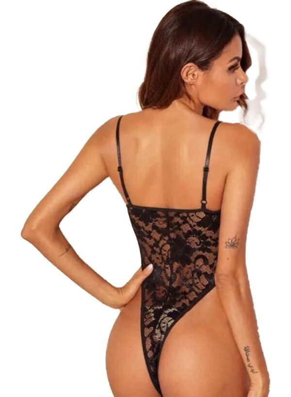 Sexy Lace Lingerie Bodysuit For Women 20 Sexy Lace Lingerie Bodysuit For Women Sexy lace lingerie bodysuit in black with adjustable straps and a thong back design