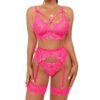 sexy lace lingerie set for women pink bridal lingerie