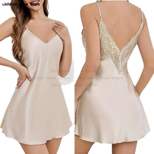 Sexy Lace Nightdress For Women 26 Sexy Lace Nightdress For Women Elegant beige sexy lace nightdress for women with a delicate back design and adjustable straps