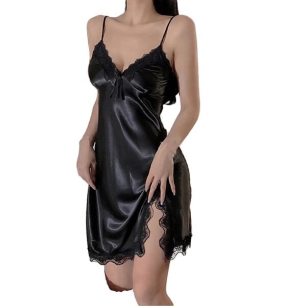 Elegant black sexy lace nightdress for women with a flattering fit and delicate lace detailing