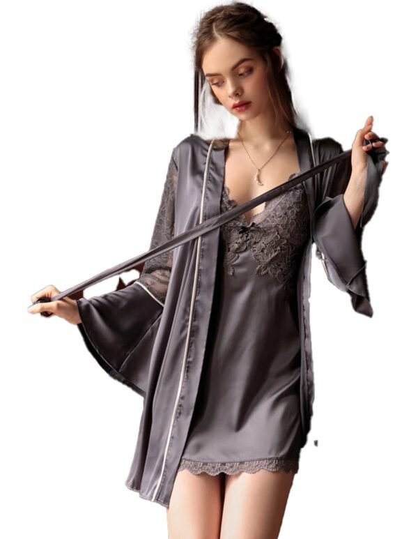 Sexy Lace Nightdress For Women 24 Sexy Lace Nightdress For Women Elegant LuckeLadybug sexy lace nightdress for women in gray with delicate lace trim and stylish sleeves
