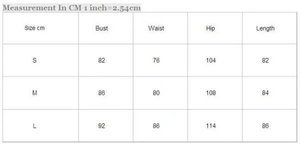 LuckeLadybug LLC sexy lace nightgown for women in various sizes displayed in a measurement chart