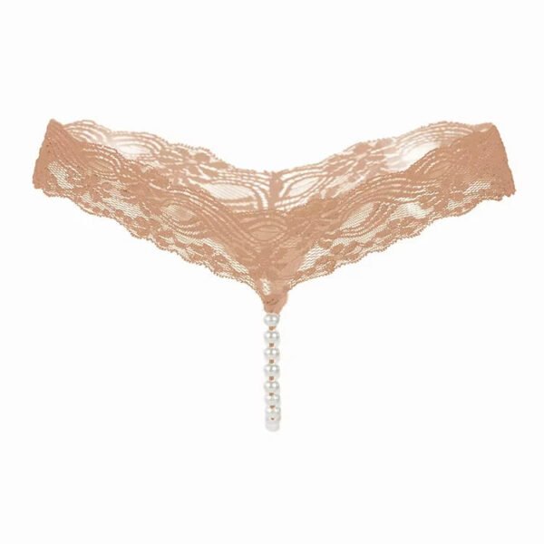 Sexy lace pearl thong for women featuring delicate lace and pearl detailing for an elegant look