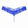 Sexy lace pearl thong for women in vibrant blue with intricate lace detailing