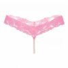 Sexy lace pearl thong for women in pink with delicate lace detailing and string of pearls