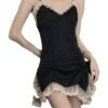 Elegant black chemise with lace trim, perfect for sultry evenings in a sexy lace pink nightgown style