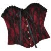 Luxurious sexy medieval gothic corset in burgundy lace with black trim and adjustable ribbons