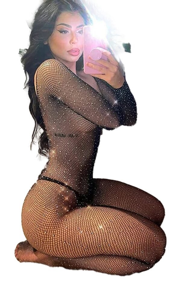 LuckeLadybug sexy open crotch bodysuit with sparkling details for a seductive look