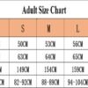 Adult size chart for sexy overbust corset top showing measurements in centimeters