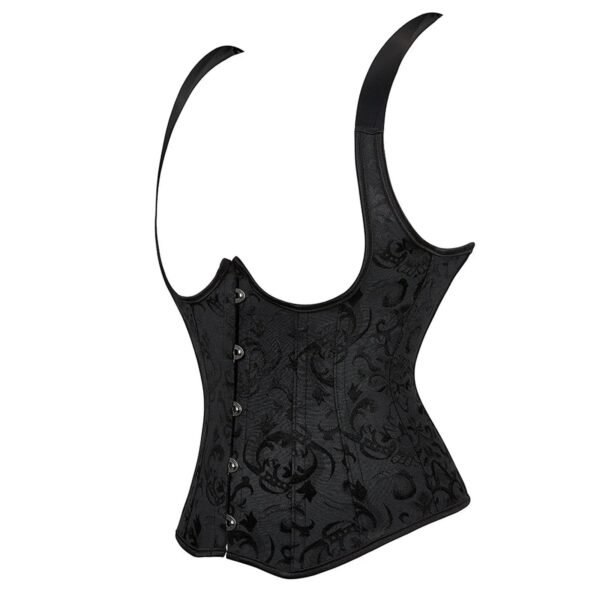 Sexy Overbust Corset Top In Lace Design 8 Sexy Overbust Corset Top In Lace Design LuckeLadybug LLC sexy overbust corset top in black with elegant floral pattern and adjustable straps