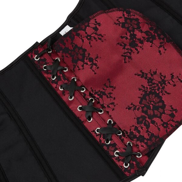 Sexy Overbust Corset Top In Lace Design 3 Sexy Overbust Corset Top In Lace Design LuckeLadybug sexy overbust corset top with red floral lace detail and black lace-up design