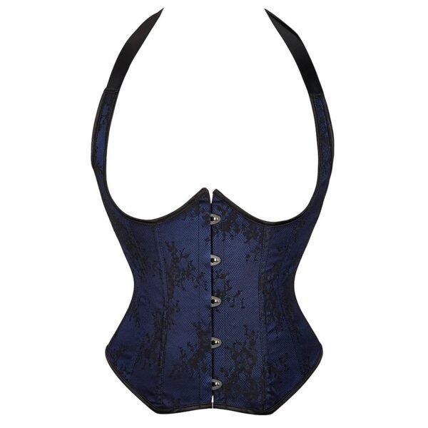 Sexy Overbust Corset Top In Lace Design 17 Sexy Overbust Corset Top In Lace Design Navy blue sexy overbust corset top with floral lace design and front hook closure