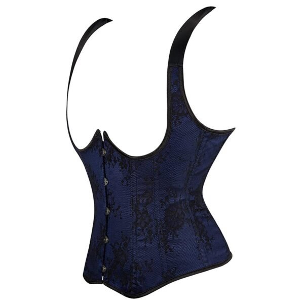 Sexy Overbust Corset Top In Lace Design 10 Sexy Overbust Corset Top In Lace Design Elegant blue sexy overbust corset top with lace detail and adjustable straps for a flattering fit