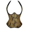 Elegant sexy overbust corset top in gold lace for a stunning silhouette and stylish look