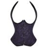 Purple LuckeLadybug LLC sexy overbust corset top with intricate floral design and front buttons
