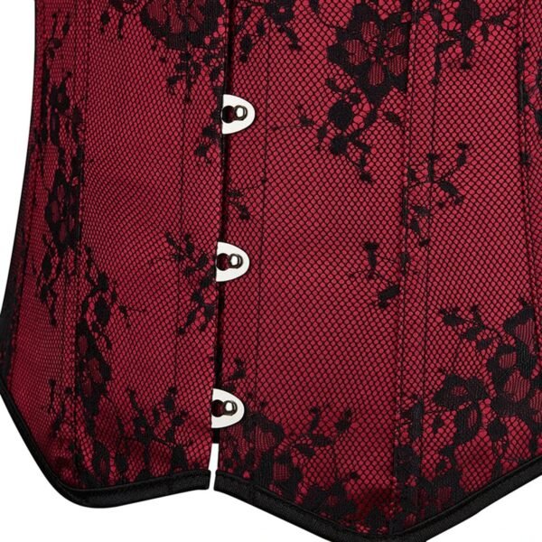 Sexy Overbust Corset Top In Lace Design 6 Sexy Overbust Corset Top In Lace Design Sexy overbust corset top in red lace with black floral design and front hook closure