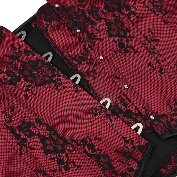 Sexy Overbust Corset Top In Lace Design 5 Sexy Overbust Corset Top In Lace Design LuckeLadybug LLC sexy overbust corset top in red lace with black floral design and secure fastenings