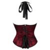 Red lace sexy overbust corset top with lace-up back and adjustable satin ribbons