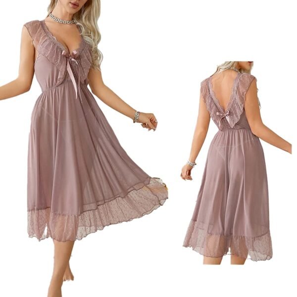 Elegant sexy polka dot babydoll nightgown with lace trim and a flattering fit, perfect for romantic evenings