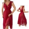 Sexy polka dot babydoll nightgown in red with lace trim and ribbon detail for romantic evenings