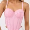 Stylish pink corset top for women from LuckeLadybug, a sexy red corset top for women in a unique design