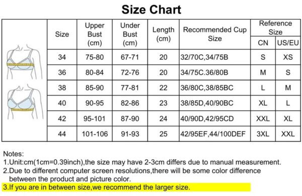 Size chart for sexy red corset top for women, showing measurements for upper bust and length