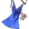 Blue Babydoll from LuckeLadybug LLC, a sexy silk satin nightgown with lace accents and adjustable straps