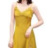 Yellow Babydoll from LuckeLadybug LLC featuring a lace trim, designed as a sexy silk satin nightgown