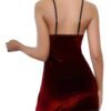 Back view of sexy velvet lace lingerie nightwear in rich burgundy color with adjustable straps