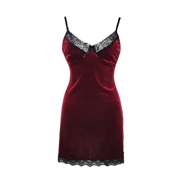 Sexy Velvet Lace Nightdress Collection 3 Sexy Velvet Lace Nightdress Collection Sexy velvet lace nightdress in burgundy featuring delicate lace trim and adjustable straps