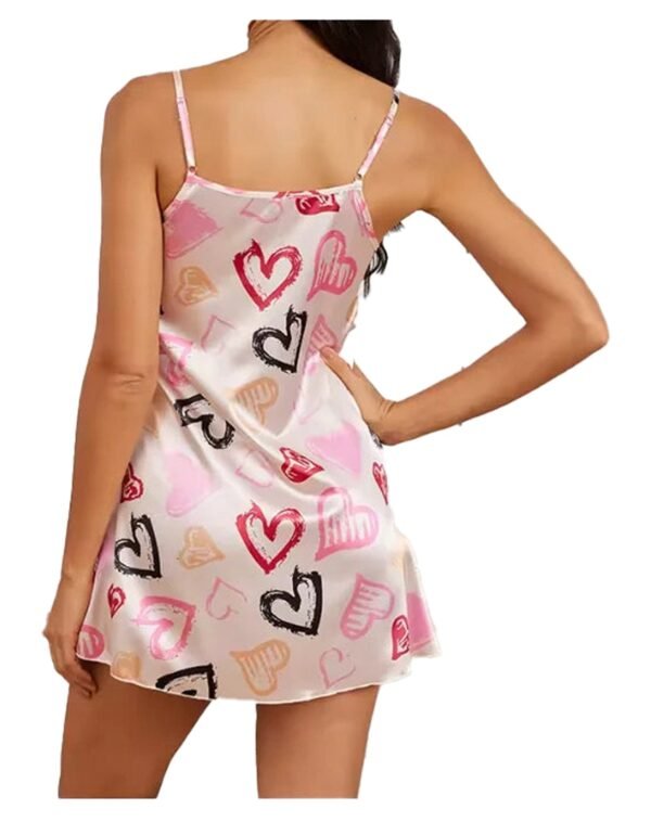 Sexy Womens Nightdress With Heart Print 20 Sexy Womens Nightdress With Heart Print Pink and beige sexy women's nightdress featuring a heart pattern and adjustable straps