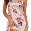Silky sexy women's nightdress with colorful heart prints for a stylish sleepwear option