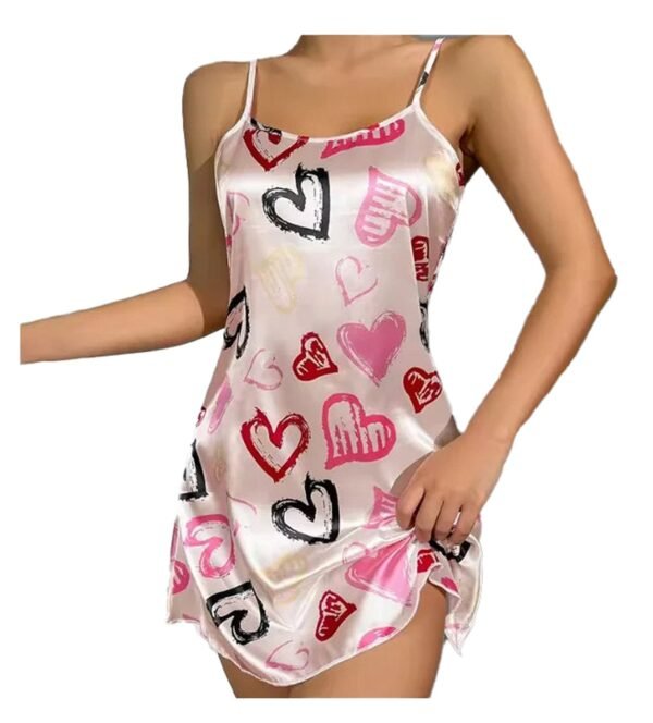 Sexy Womens Nightdress With Heart Print 24 Sexy Womens Nightdress With Heart Print Sexy women's nightdress with heart patterns in pink and black for a romantic evening look