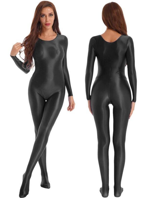 Shiny Full Body Pantyhose Jumpsuit 63 Shiny Full Body Pantyhose Jumpsuit Shiny full body pantyhose jumpsuit by LuckeLadybug LLC featuring long sleeves and a sleek fit