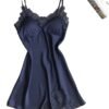 Navy silk lace babydoll lingerie with delicate lace trim and adjustable straps for a comfortable fit